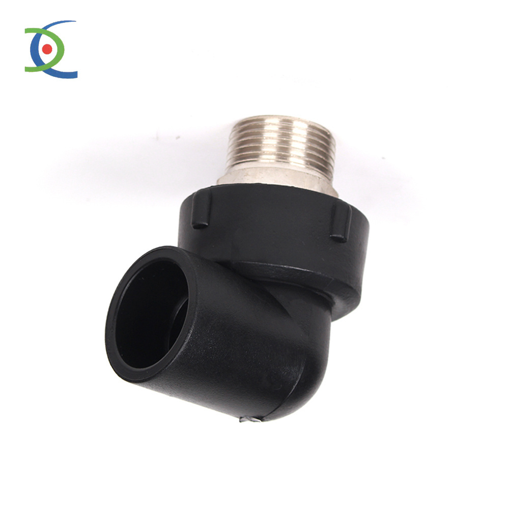 HDPE socket pipe fitting pe male adapter 90 deg elbow with thread end