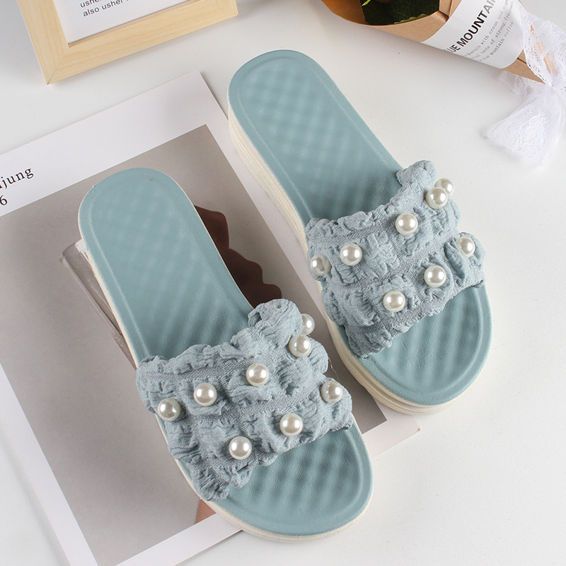 Women's summer high-quality new slippers fashion Pearl Beach casual shoes thick soled flip flops for daily use