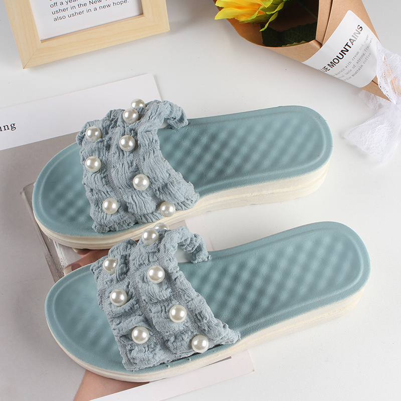 Women's summer high-quality new slippers fashion Pearl Beach casual shoes thick soled flip flops for daily use