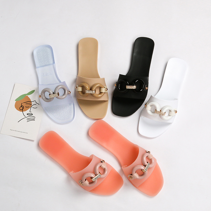 2021 customizable casual fashion ladies jelly slippers accessories ladies flat women slippers shoes