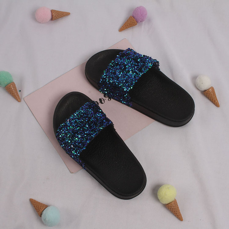 Children's summer new fashion broken diamond solid color flat bottom slippers daily indoor flip flops casual outdoor shoes