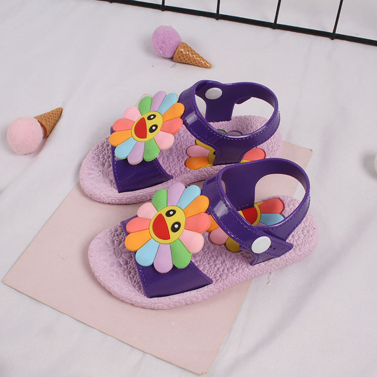 Summer new fashion children's baby flat bottom sunflower indoor and outdoor wear buckle back cool belt children's sandals