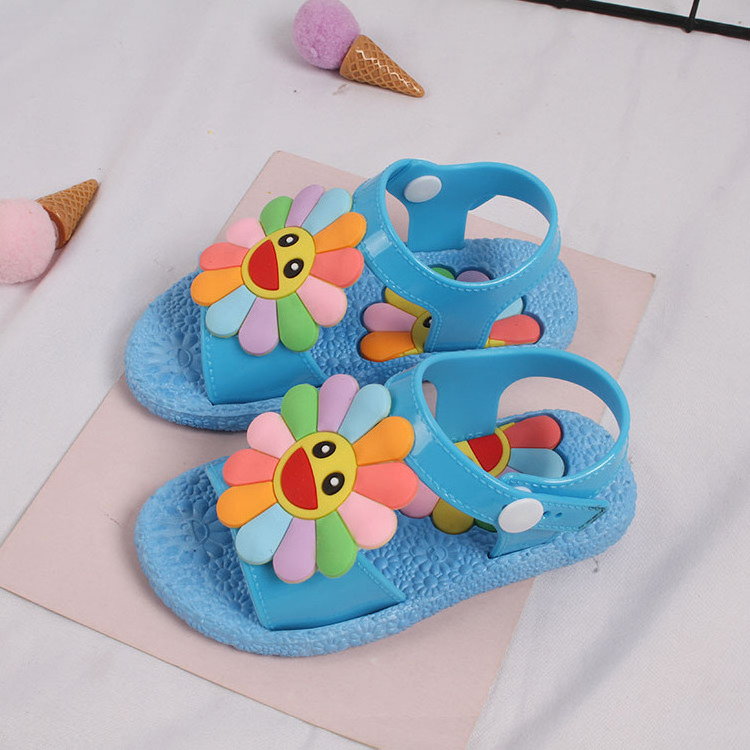 Summer new fashion children's baby flat bottom sunflower indoor and outdoor wear buckle back cool belt children's sandals