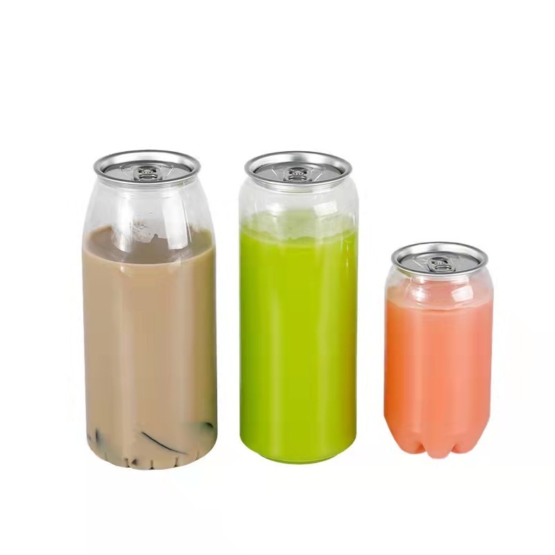 Custom Logo printing 250ml 330ml 500ml 650ml clear transparent coffee bottle cup pet plastic soda can