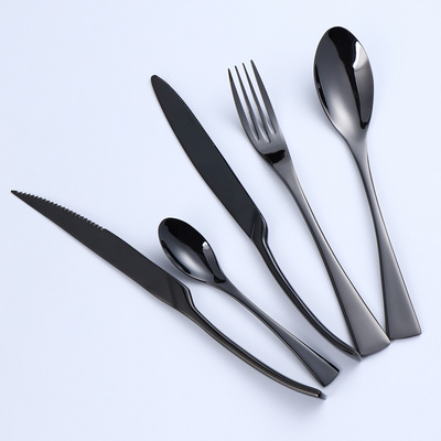 Luxury Stainless Steel Black Mirror Titanium 18/10 Cutlery Flatware Set