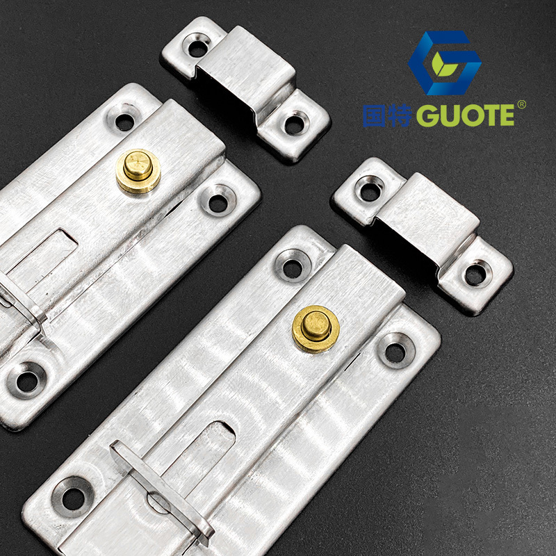 GUOTE  stainless steel automatic rebound button spring bolt gate bolt for composite doors safety door lock