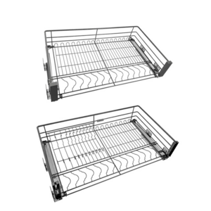 3 Sided Kitchen Modern Sliding Cabinet Closet Storage Organizer Accessories Metal Pull Out Drawer Wire Drawer Basket