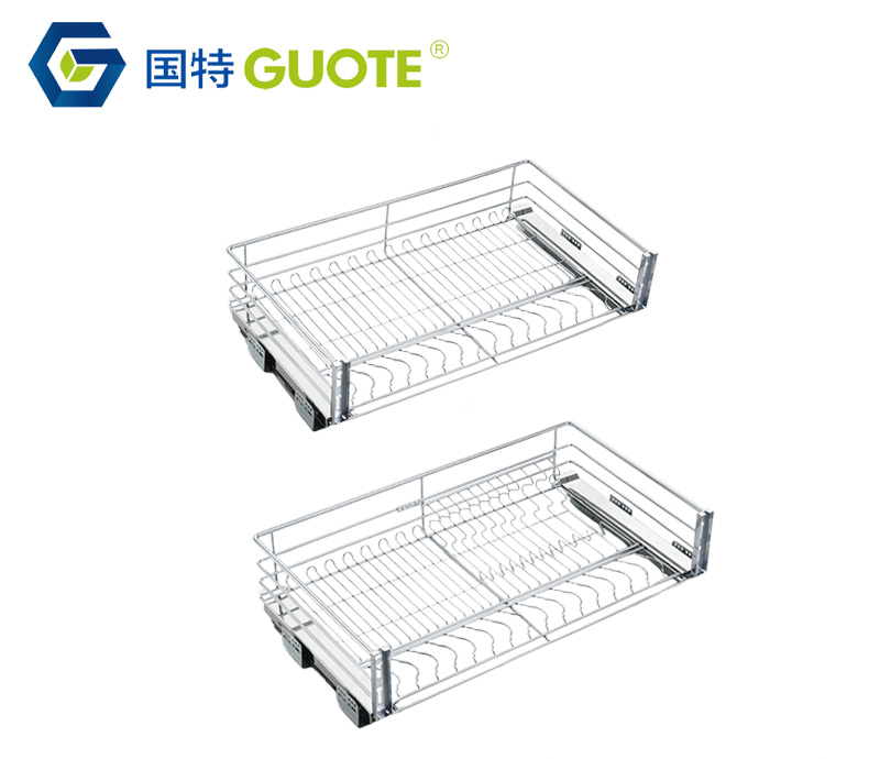 3 Sided Kitchen Modern Sliding Cabinet Closet Storage Organizer Accessories Metal Pull Out Drawer Wire Drawer Basket