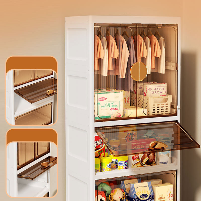 Multifunction Open Door Storage Drawer Container Plastic Clear Wardobe Clothes Storage Cabinet With Wheels