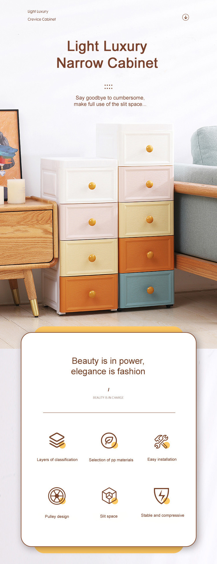 European Chest Of Drawer PP Garage Tool Storage Cabinet Plastic Storage Drawers For Clothes