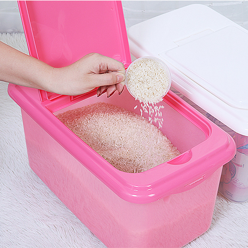 Custom Household 10KG Storage Box Food Grain Bucket Flour Container Kitchen Plastic Cereal Rice Dispenser