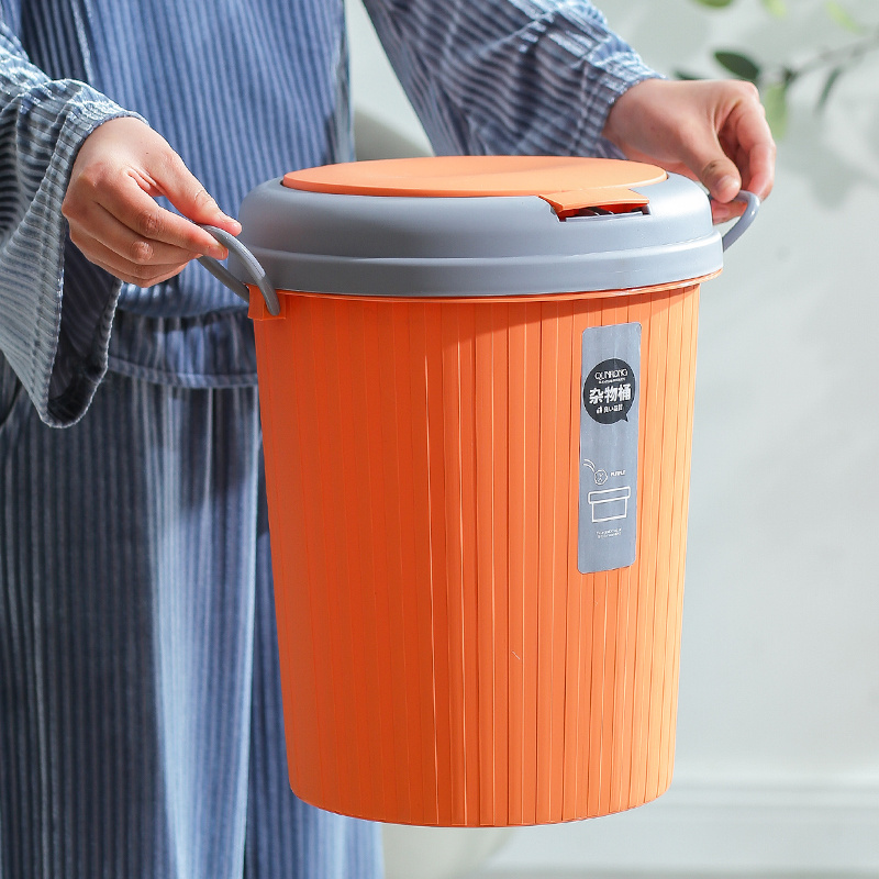 Household Garbage Can Press Pop-Up Lid Toilet Dustbin Small Plastic Waste Bin Kitchen Trash Can