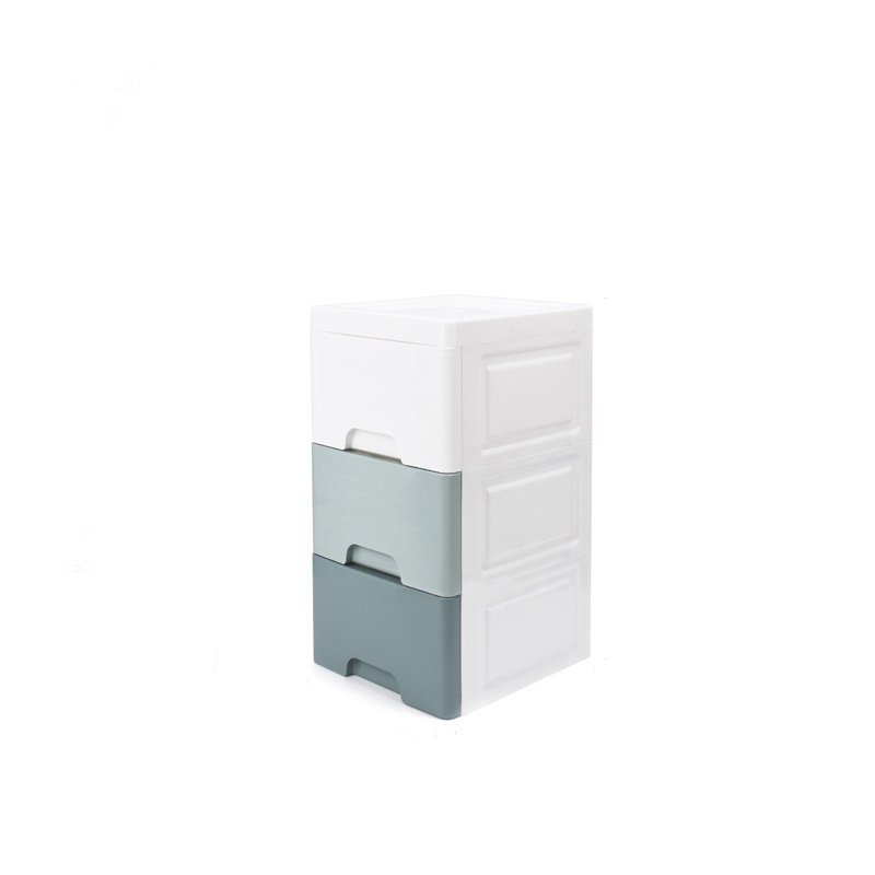 Durable Plastic Office Kitchen Sundries Pantry Cabinet 3 Tiers Bedroom Storage Chest of Drawers