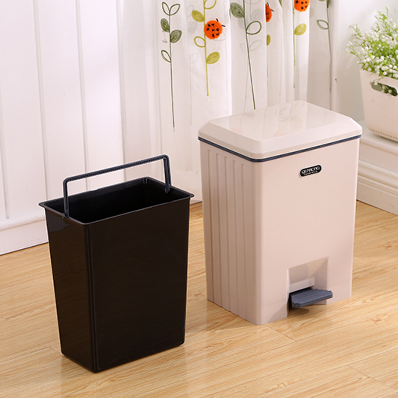 10L Foot Step Garbage Can Rectangular Dustbin Pedal Waste Bin Kitchen Plastic Trash Can