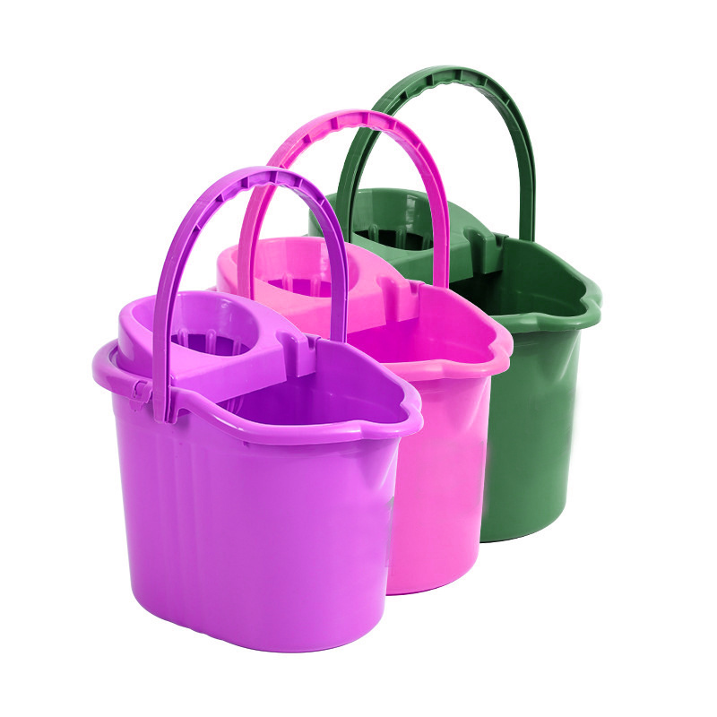 Customized 15 Litres PP Plastic Pink Mop Bucket And Wringer