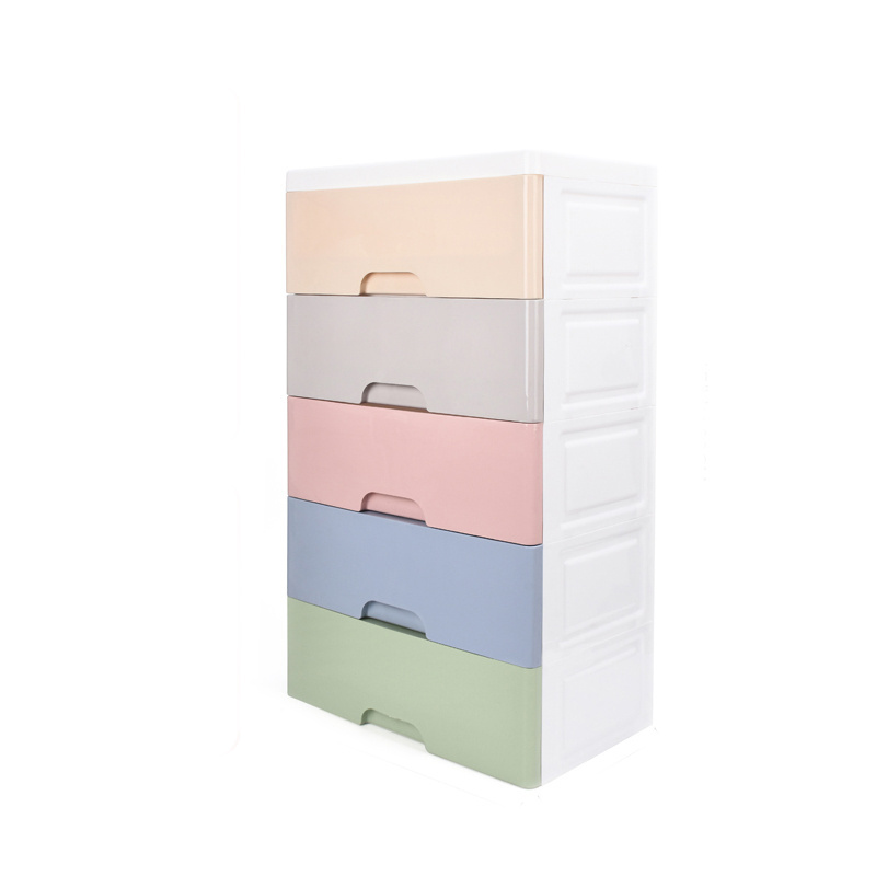 Bedroom PP Wardrobe Night Stand Sundries 5 Layers Clothes Storage Cabinets Plastic Chest Of Drawers