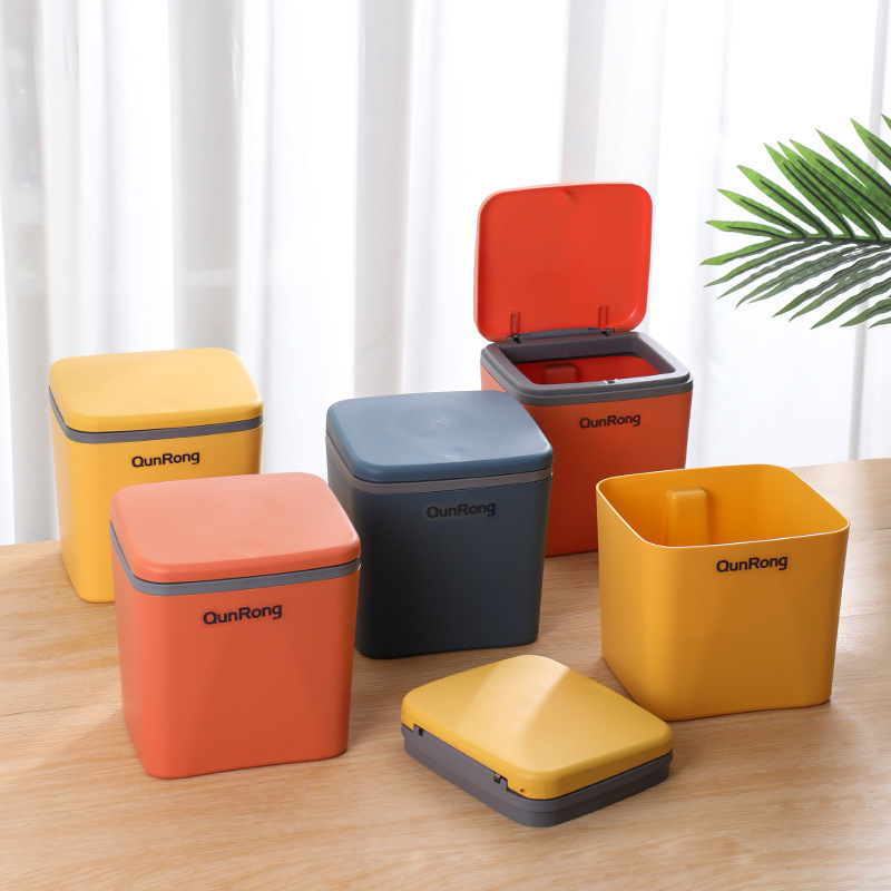 Wholesale Press To Open Small Desktop Dustbin Mini Tabletop Office Waste Bin Plastic Trash Can