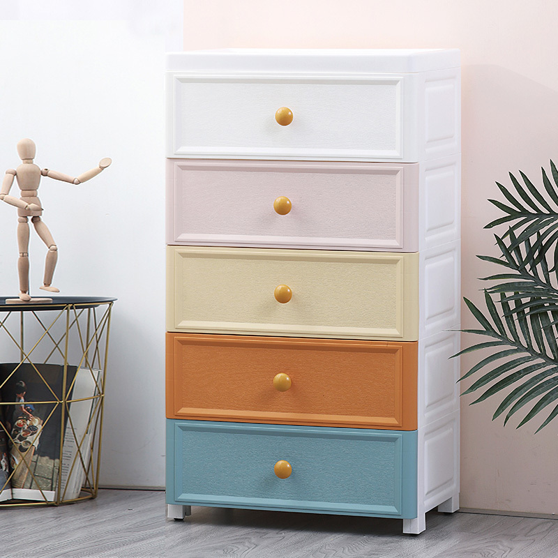 Classical Marble Texture 5 Layers Drawers Kids Plastic Wardrobe Cabinet Storage Clothes