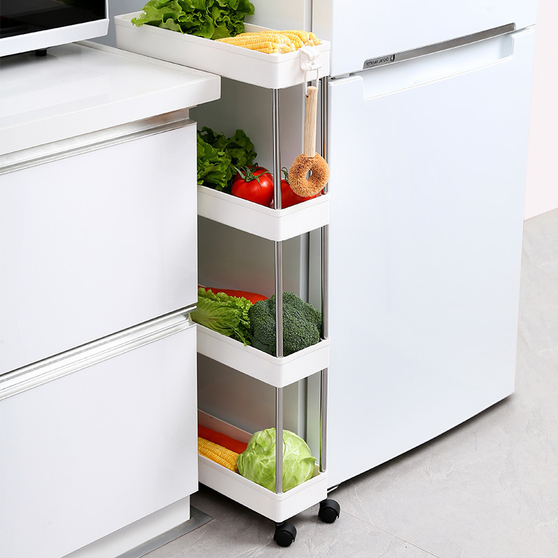 4 Tier Home Snack Storage Organizer Trolley Magazine Storage Shelf With Wheels Kitchen Storage Racks