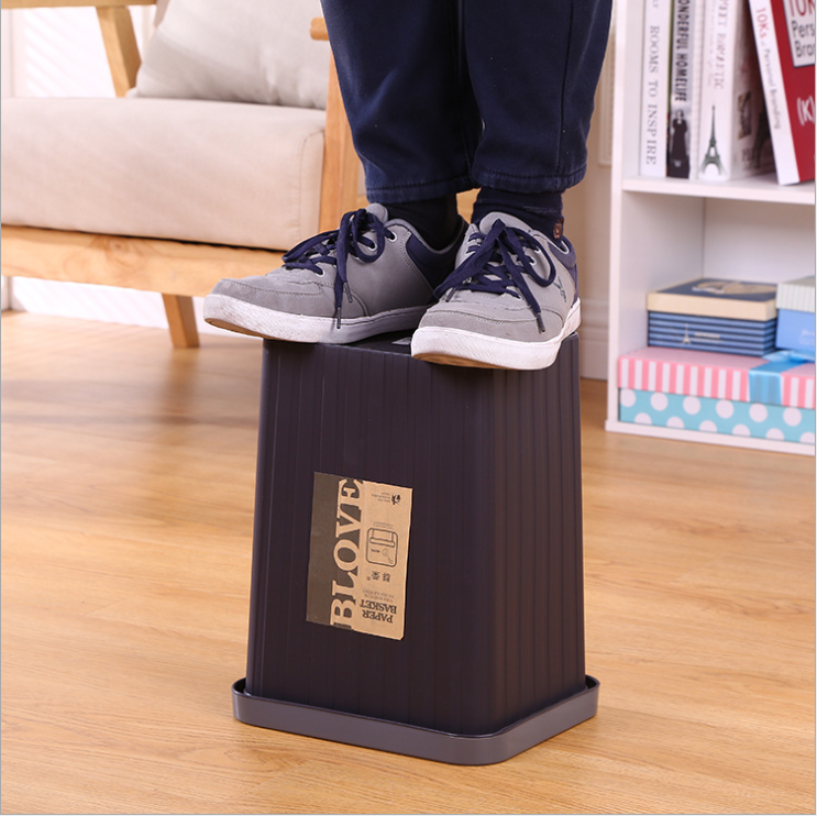 Small Indoor Dustbin Garbage Can Rectangular Black Bathroom Trash Can Plastic Kitchen Waste Bin