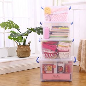 Sundries Stackable Transparent Storage Container With Wheels Clothes Toys Clear Plastic Storage Box