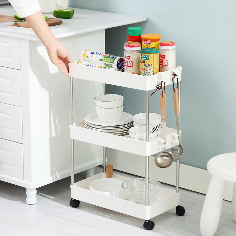 4 Tier Home Snack Storage Organizer Trolley Magazine Storage Shelf With Wheels Kitchen Storage Racks