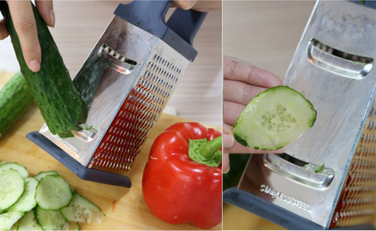 Kitchen Gadget Multifunction Stainless Steel 4 Sided Garlic Zester Potato Slicer Cheese Vegetable Grater