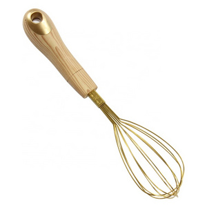 Baking Metal High Quality Kitchen Tools Gold Manual Egg-beater Stainless Steel Dough Whisk