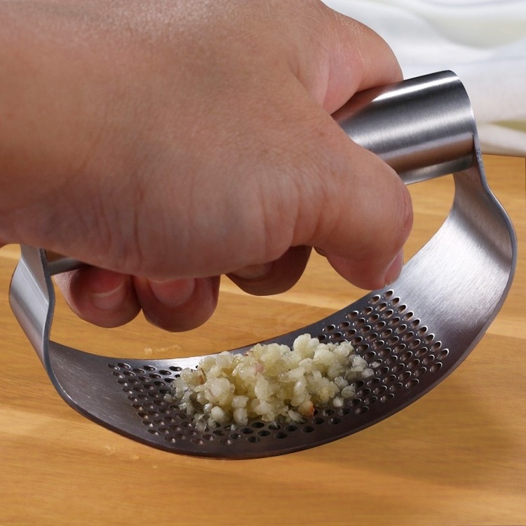 Manual Garlic Press Crusher Squeezer Masher Rocker Stainless Steel Kitchen Garlic Mincer