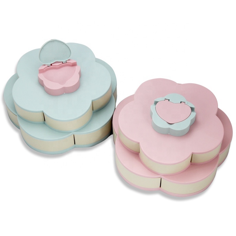 Candy Snack Serving Tray Foldable Flower Shape Rotating Plastic Chocolate Nuts Dry Fruit Storage Boxes