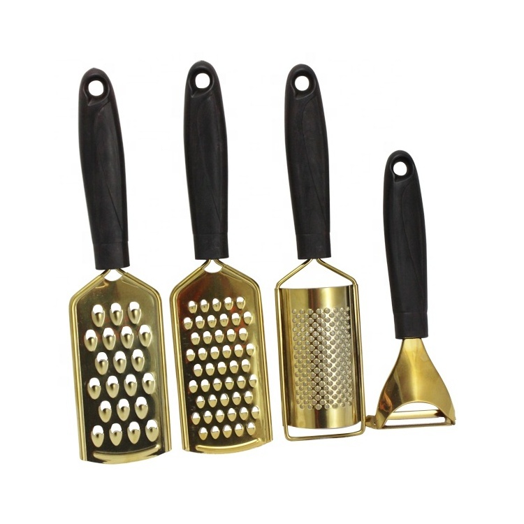 4 in 1 Food Slicer Fruit Peeler Gold Cheese Grater Portable Camping Kitchen Utensil Set