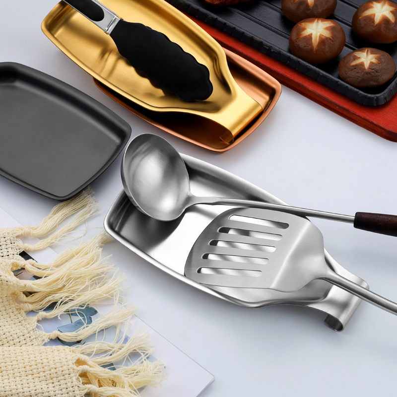 Free LOGO Metal Stainless Steel Larger Size Spoon Kitchen Utensil Holder Ladle Spoon Rest for Kitchen