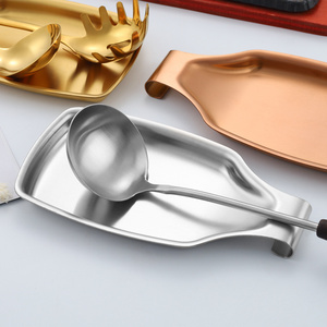 Free LOGO Metal Stainless Steel Larger Size Spoon Kitchen Utensil Holder Ladle Spoon Rest for Kitchen