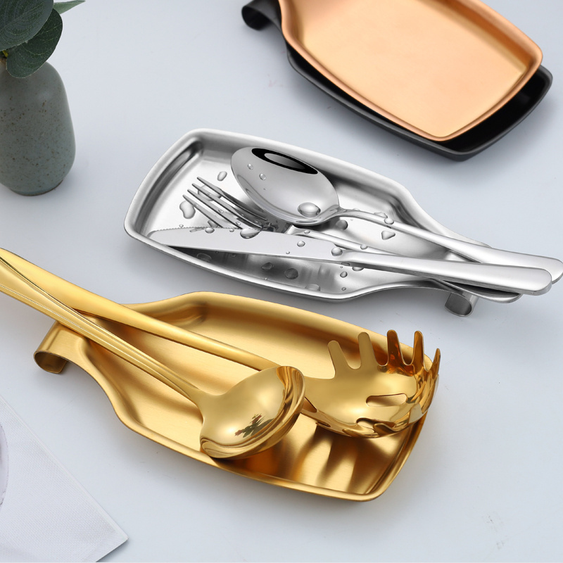 Free LOGO Metal Stainless Steel Larger Size Spoon Kitchen Utensil Holder Ladle Spoon Rest for Kitchen