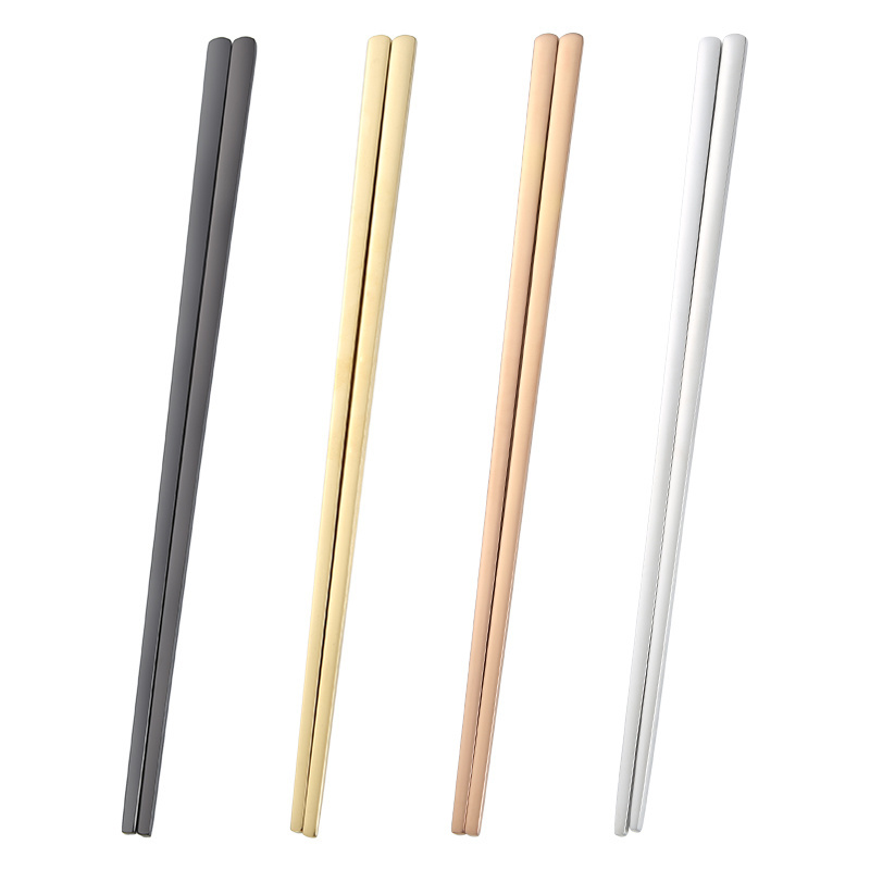 Stainless steel square hotel restaurant metal custom chopsticks japanese Chinese black chopsticks