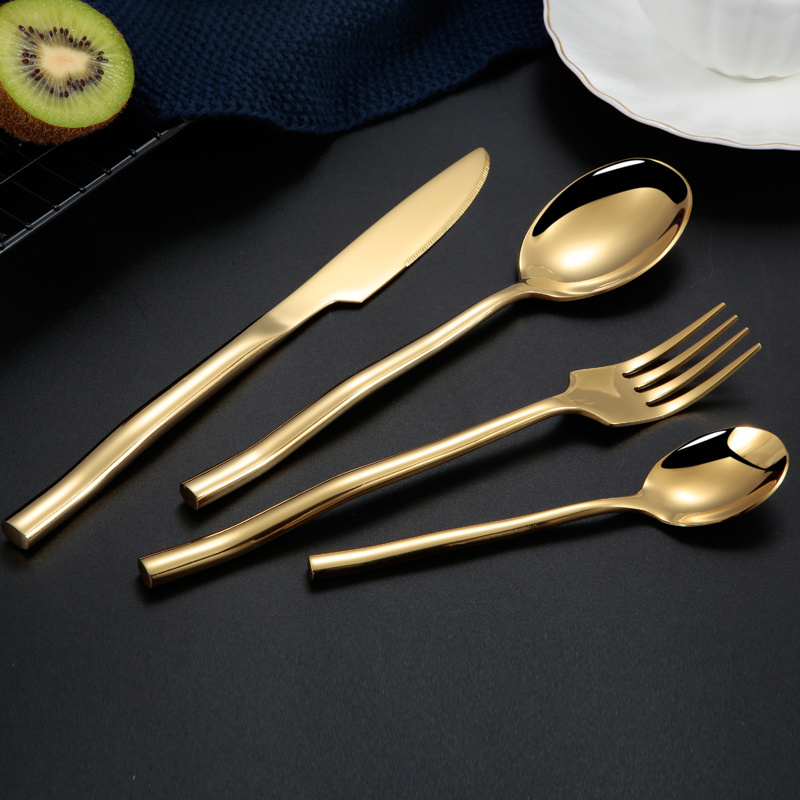 Quality products stainless steel 18/10  color handle Flatware in  gold Hotel  Cutlery set