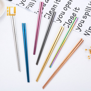 korean titanium metal chopsticks custom logo reusable stainless steel chopsticks