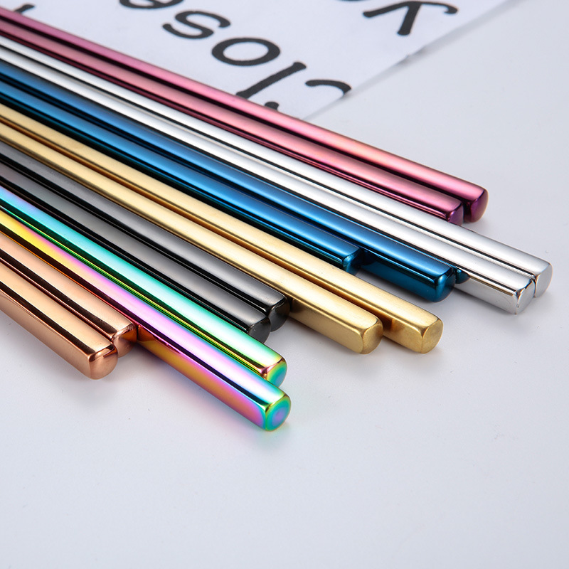 korean titanium metal chopsticks custom logo reusable stainless steel chopsticks