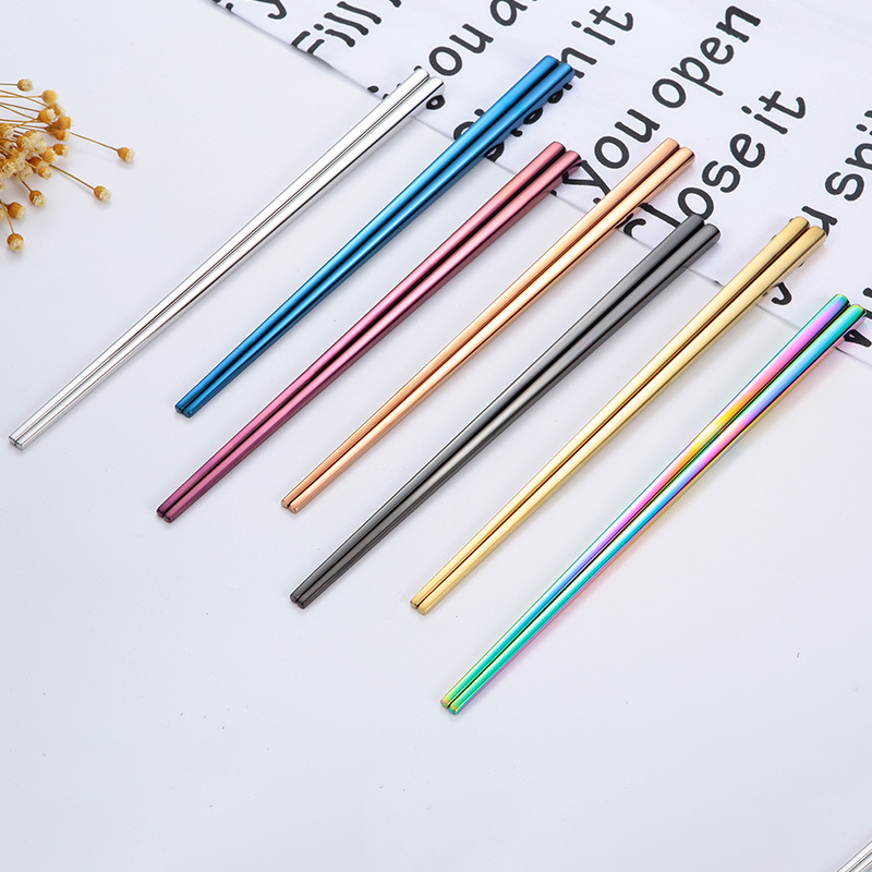 korean titanium metal chopsticks custom logo reusable stainless steel chopsticks