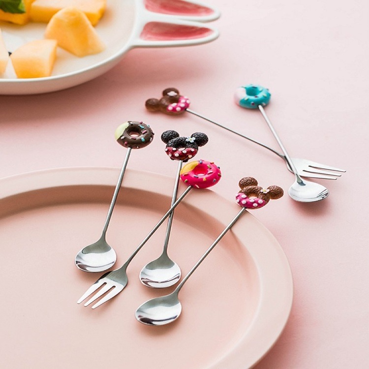 304 stainless steel cartoon fruit fork cute coffee spoon