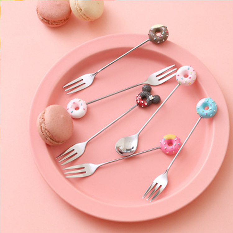 304 stainless steel cartoon fruit fork cute coffee spoon