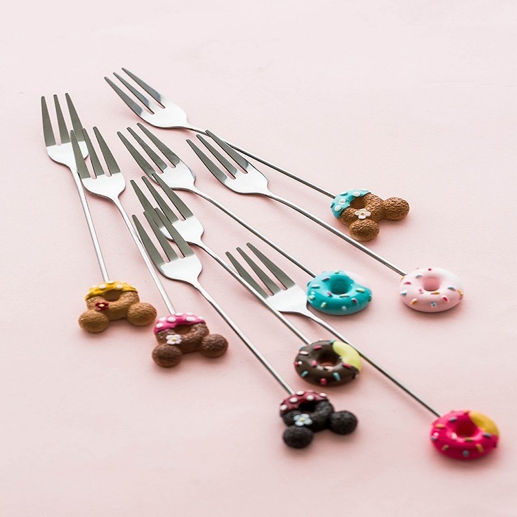 304 stainless steel cartoon fruit fork cute coffee spoon