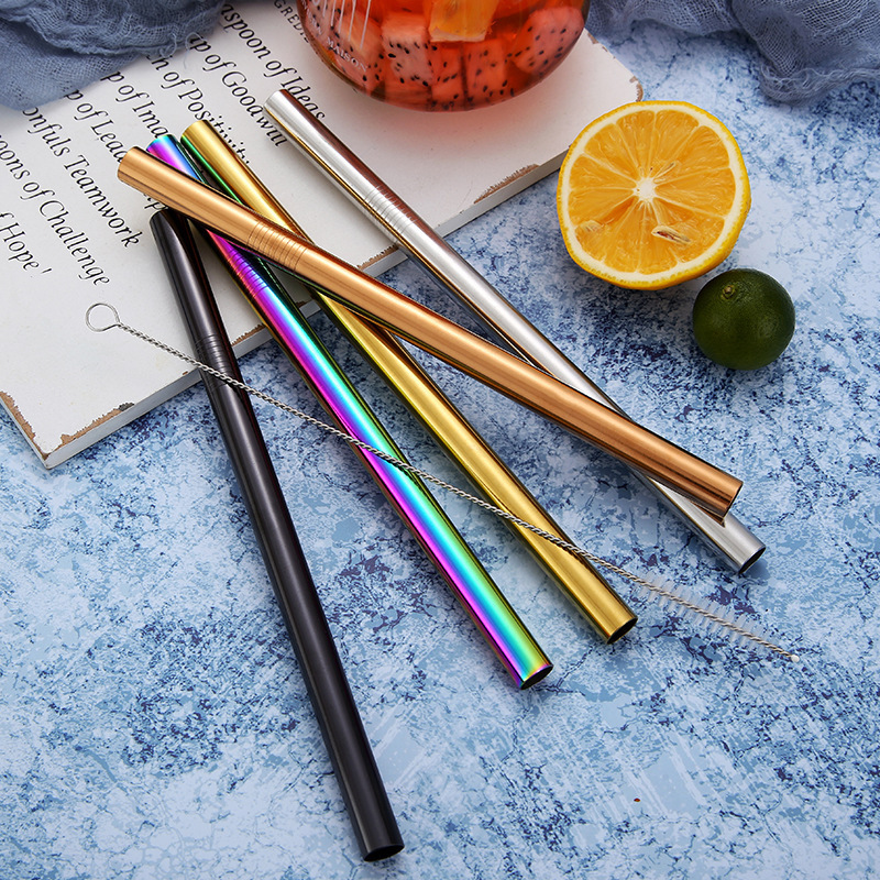 Custom reusable drinking straw metal stainless steel boba straw