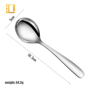 Food Grade Silver Flatware Metal Dinner Spoon Round Soup Stainless Steel Spoon