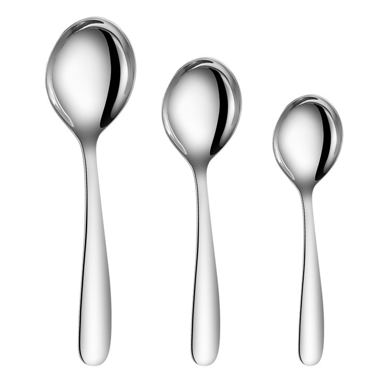 Food Grade Silver Flatware Metal Dinner Spoon Round Soup Stainless Steel Spoon