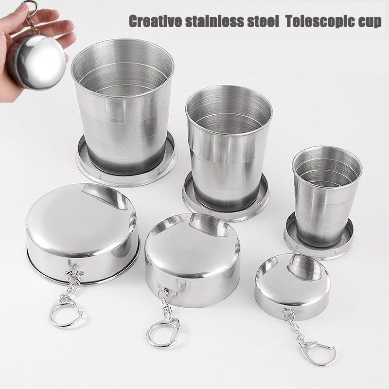 High Quality Folding Water Drinking Cup Outdoor Travel Stainless Steel Collapsible Cup