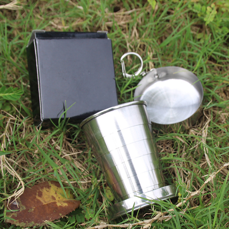 High Quality Folding Water Drinking Cup Outdoor Travel Stainless Steel Collapsible Cup