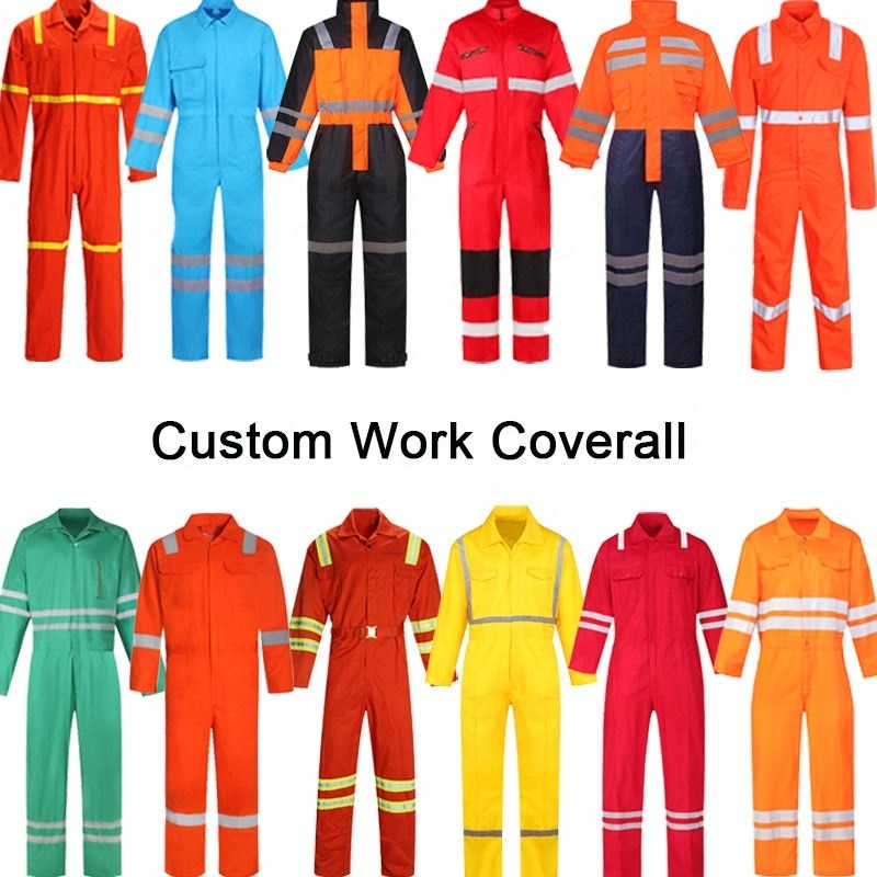 Wholesale Custom Men Mechanics Construction Clothing Workwear Safety Reflective Coverall Workwear Overalls