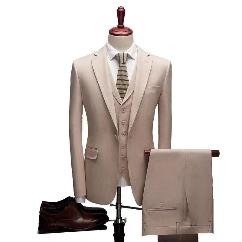 Pink Men's slim fit 3 pieces suit one button fashion show wedding suit blazer vest and trousers Suits