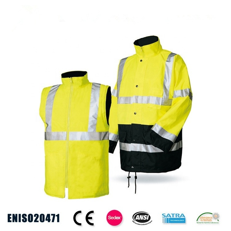 Traffic Winter Hi Vis road Safety Jacket High Visibility Workwear Reflective Safety Jackets With Pockets For Unisex